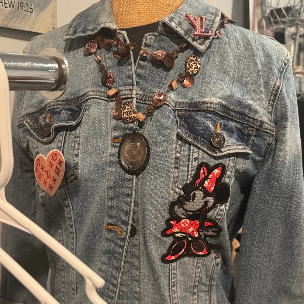 Denim Jean Jacket with Cartoon Patch - Picture 2 of 2